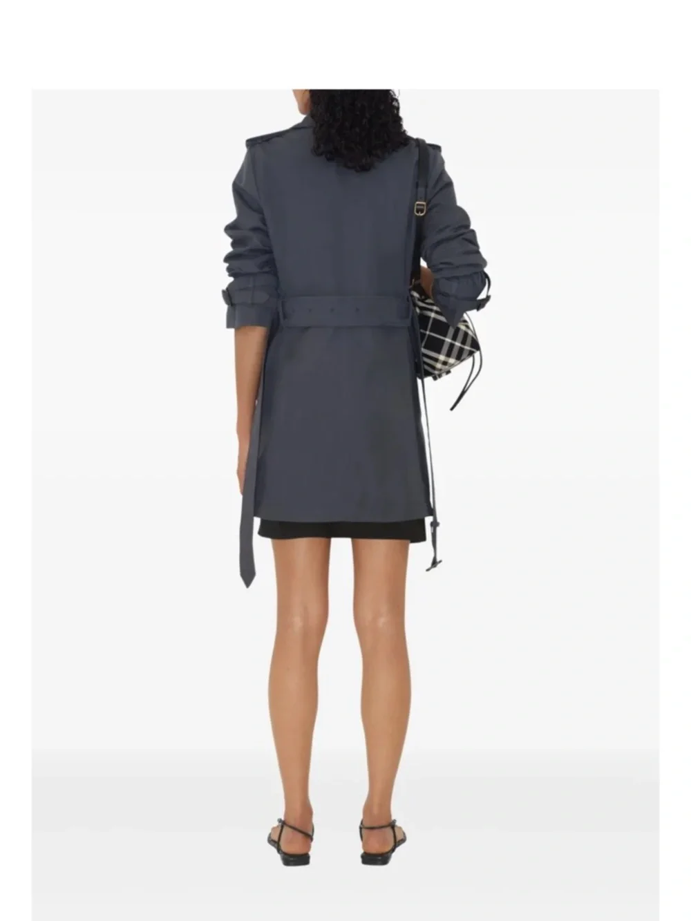 Burberry Navy Double-Breasted Short Trench Coat - Picture 4 of 15